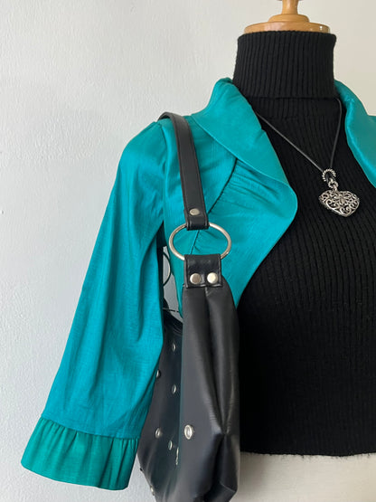 Cobalt Satin Taffeta Cardigan