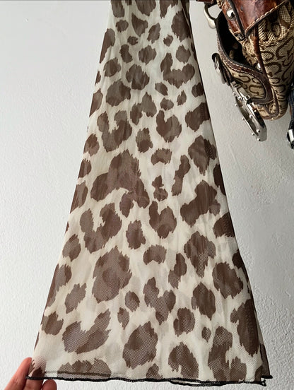 Wraparound animal print top with flared sleeves