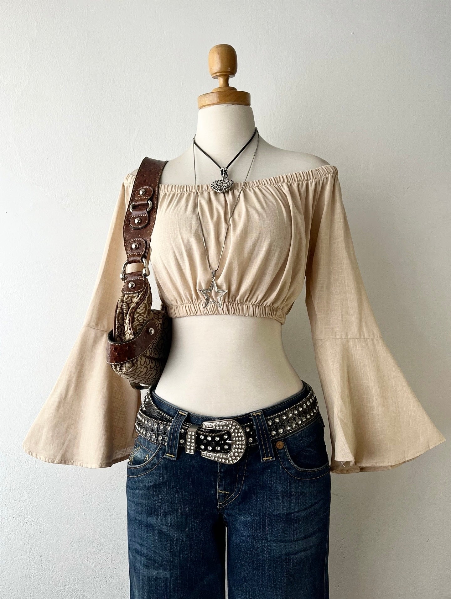 Off shoulder top with flared sleeves