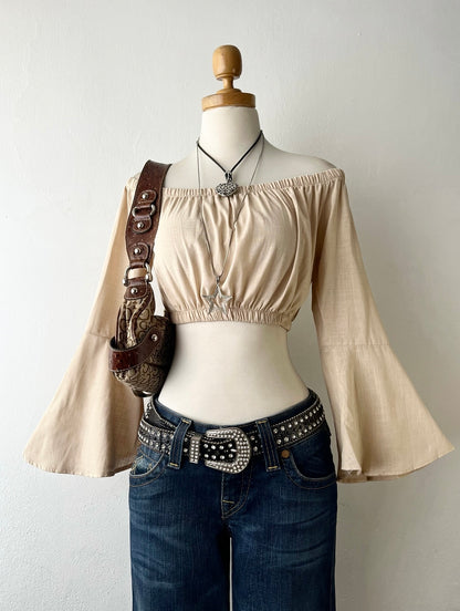 Off shoulder top with flared sleeves