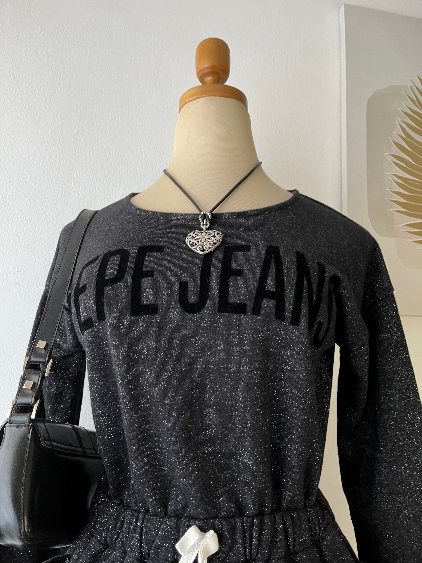 Dark gray long-sleeved dress