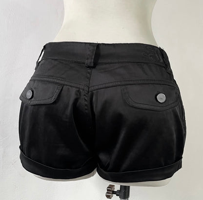 Mini shorts negro de seda satín - size M