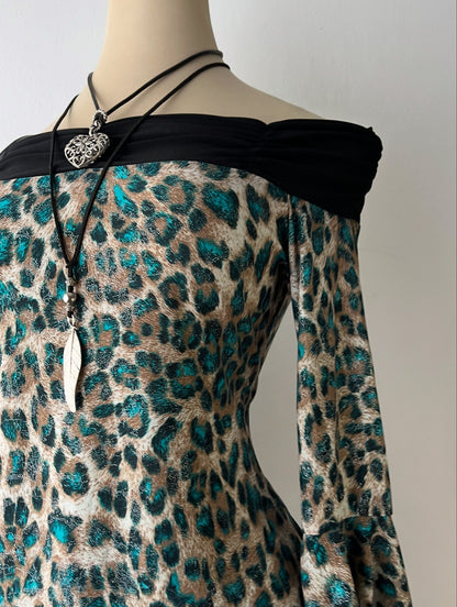 Cheetah print off shoulder top