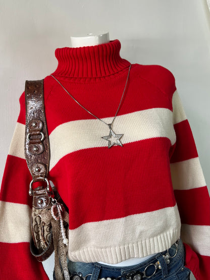 Sweater de cuello alto y mangas acampanadas