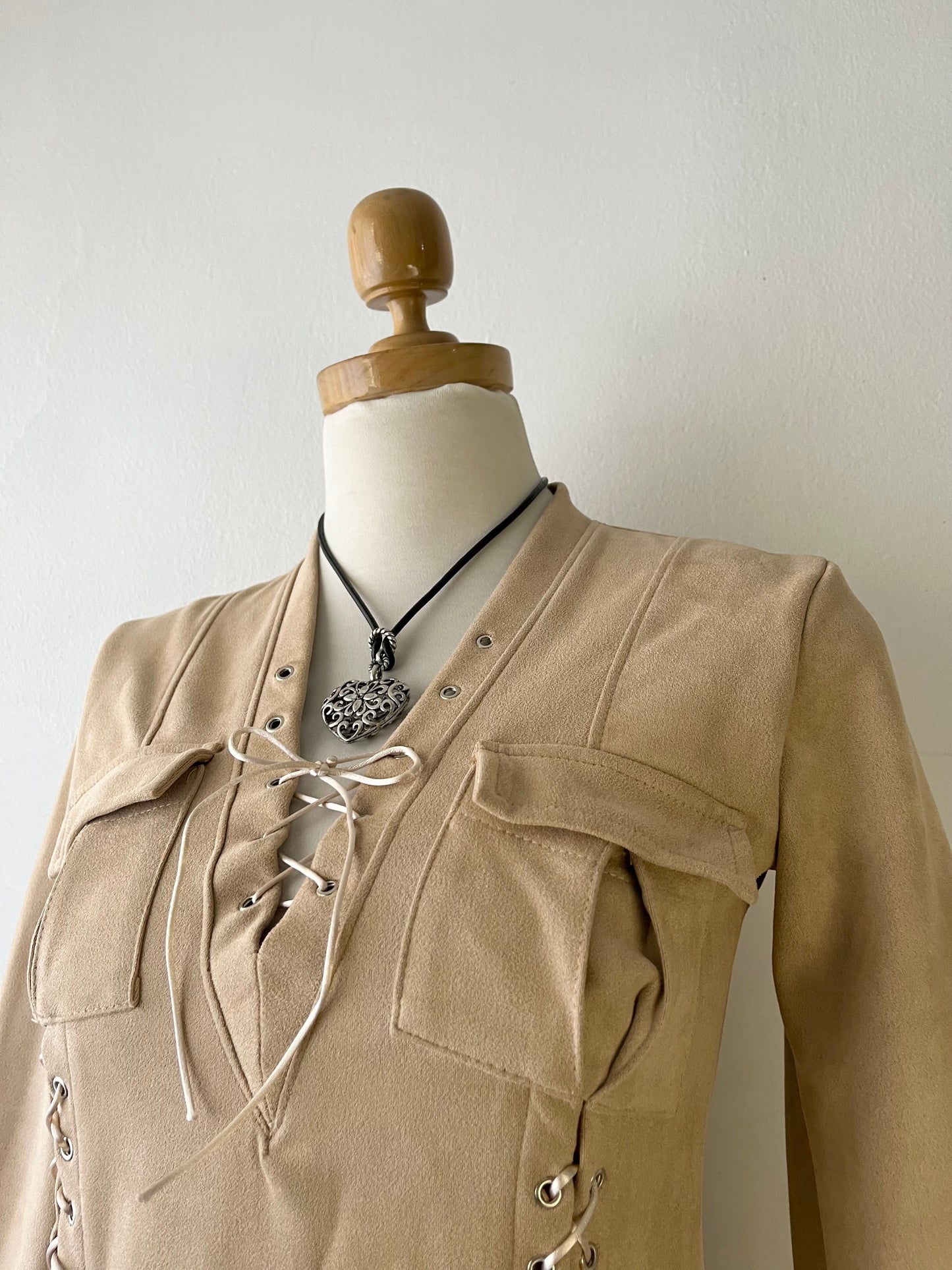 Beige velvet cargo dress