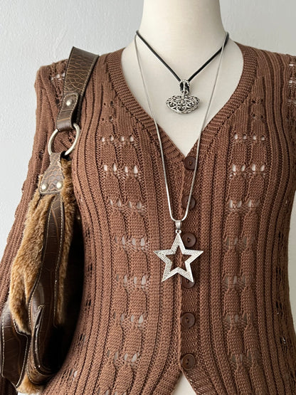 Long knitted cardigan