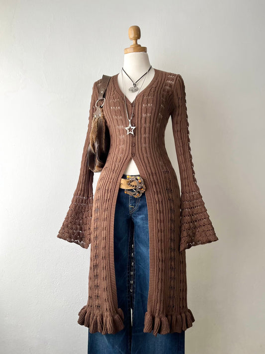 Long knitted cardigan