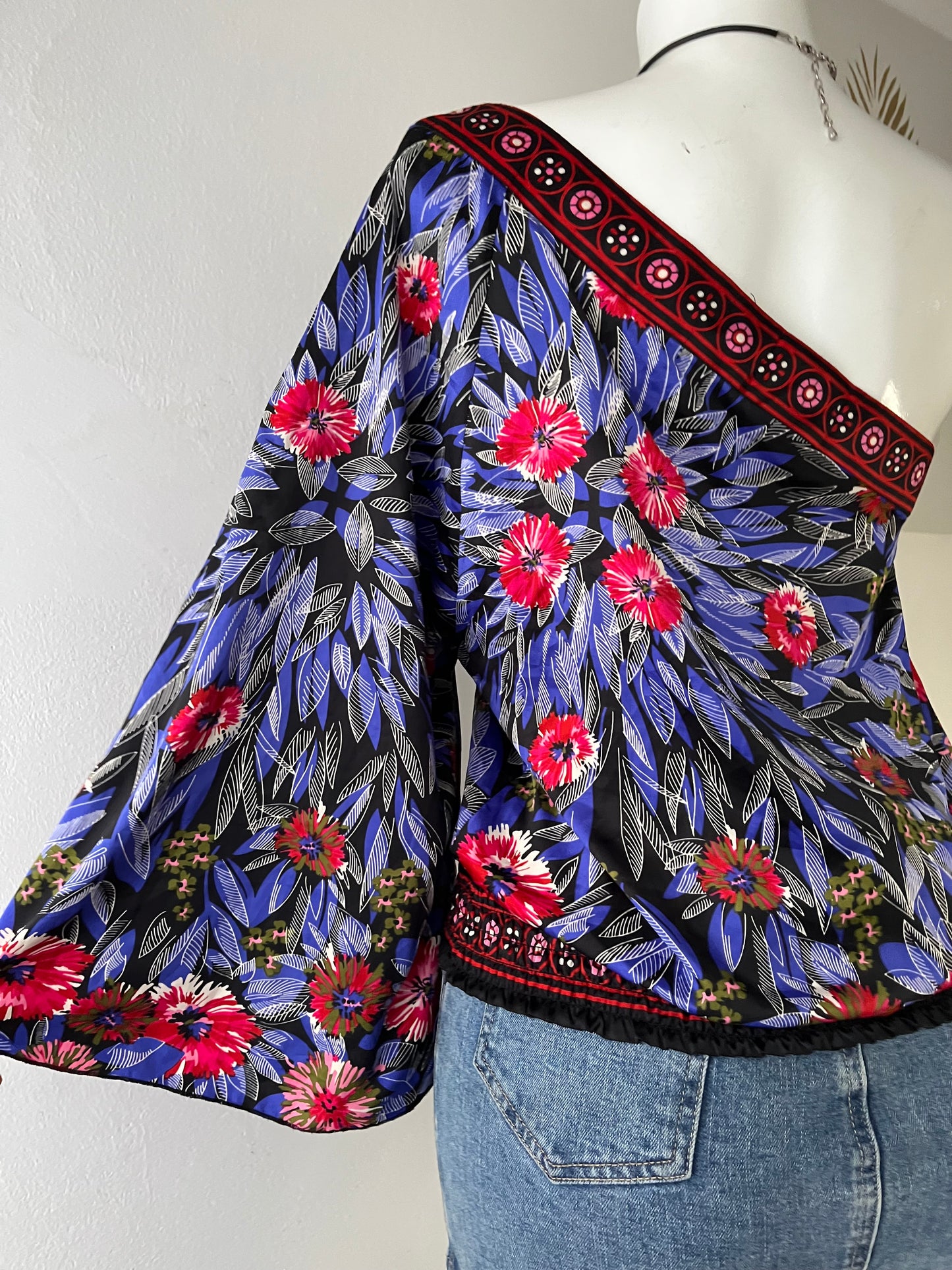 Boho chic one-shoulder top