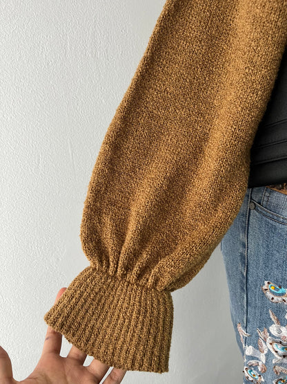 Camel off-shoulder sweater