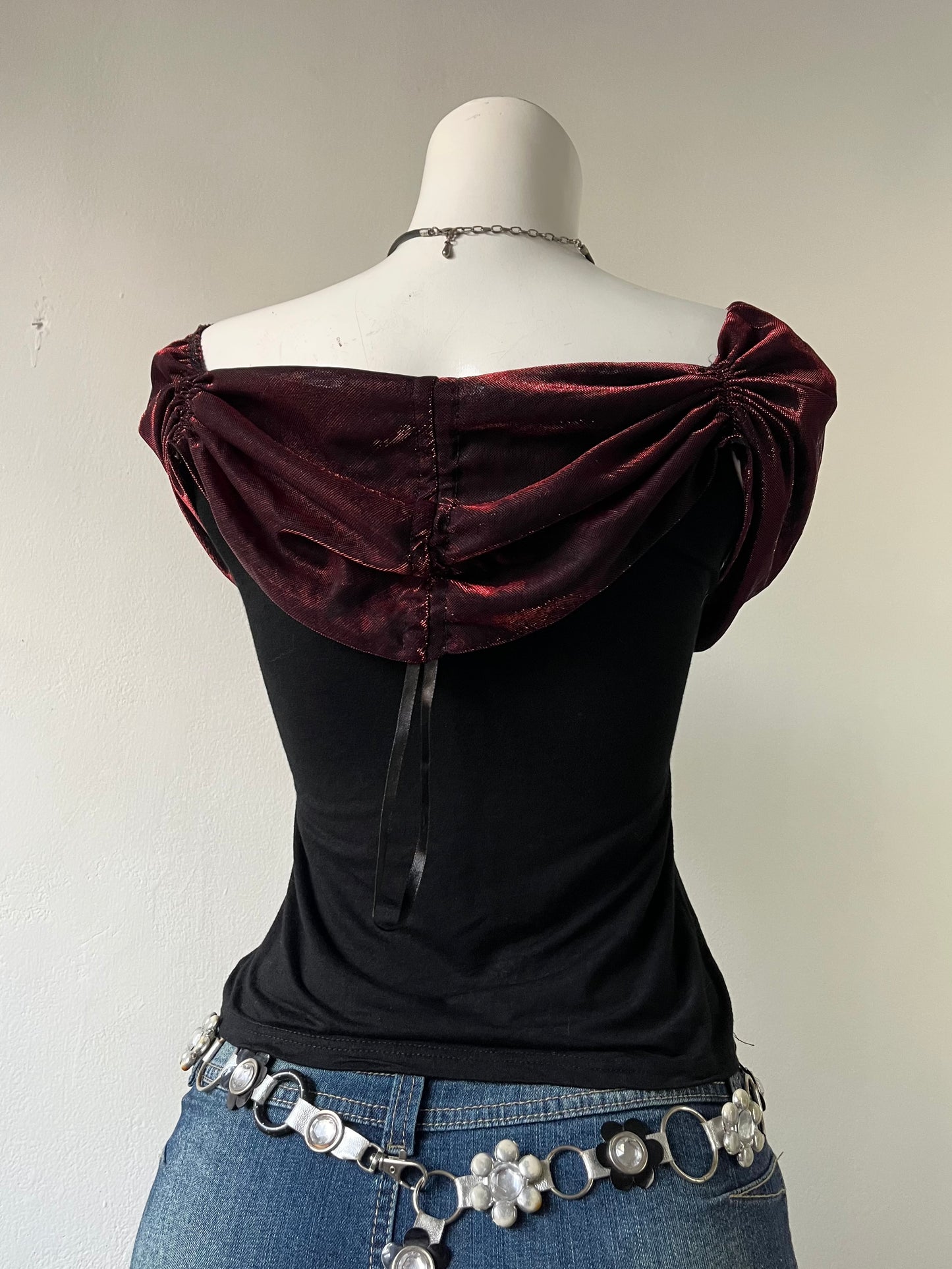 Coquette burgundy and noir top- size S