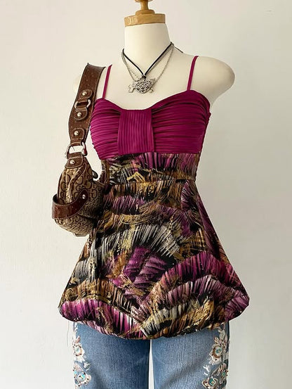 Fuchsia top with iridescent design