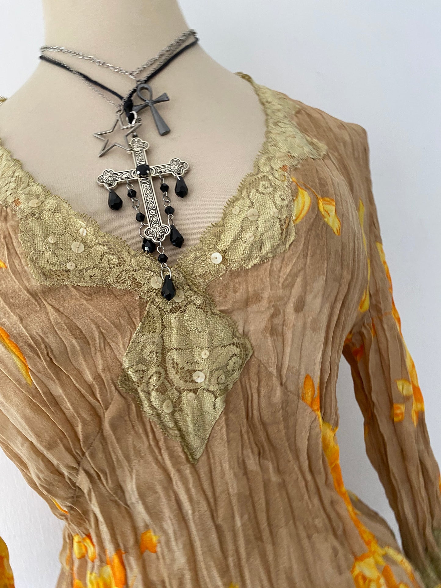 Beige floral blouse