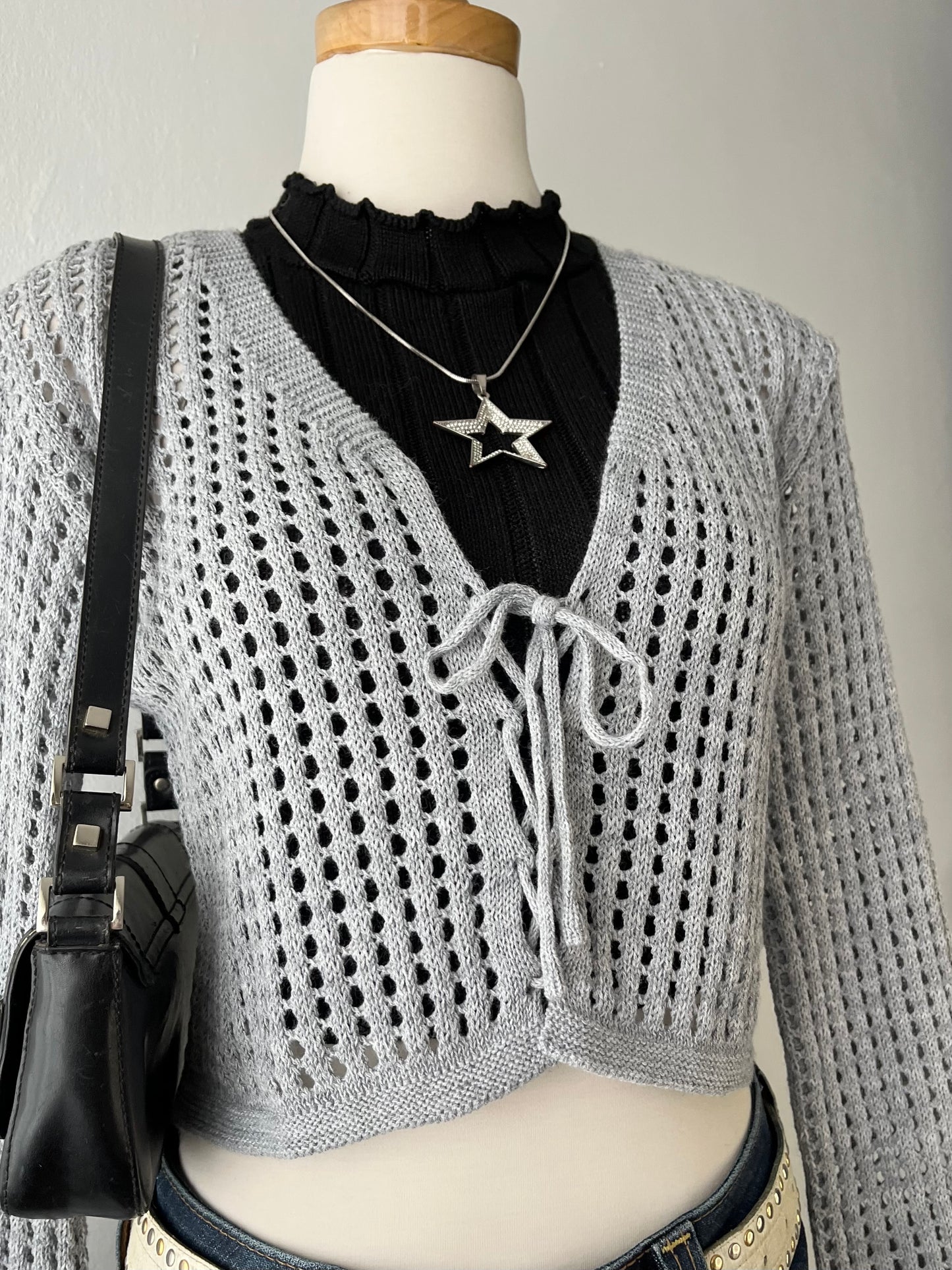 Gray knit cardigan