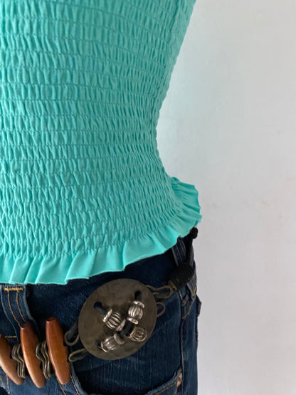 Jade green top with bows