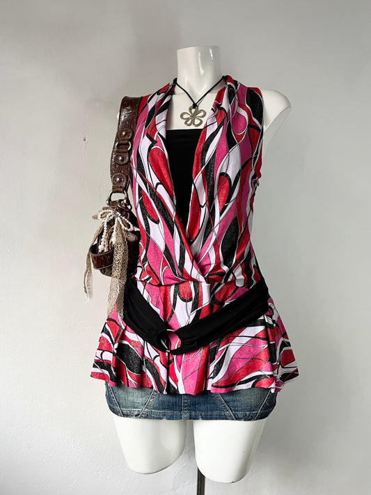 Y2k iridescent halter top