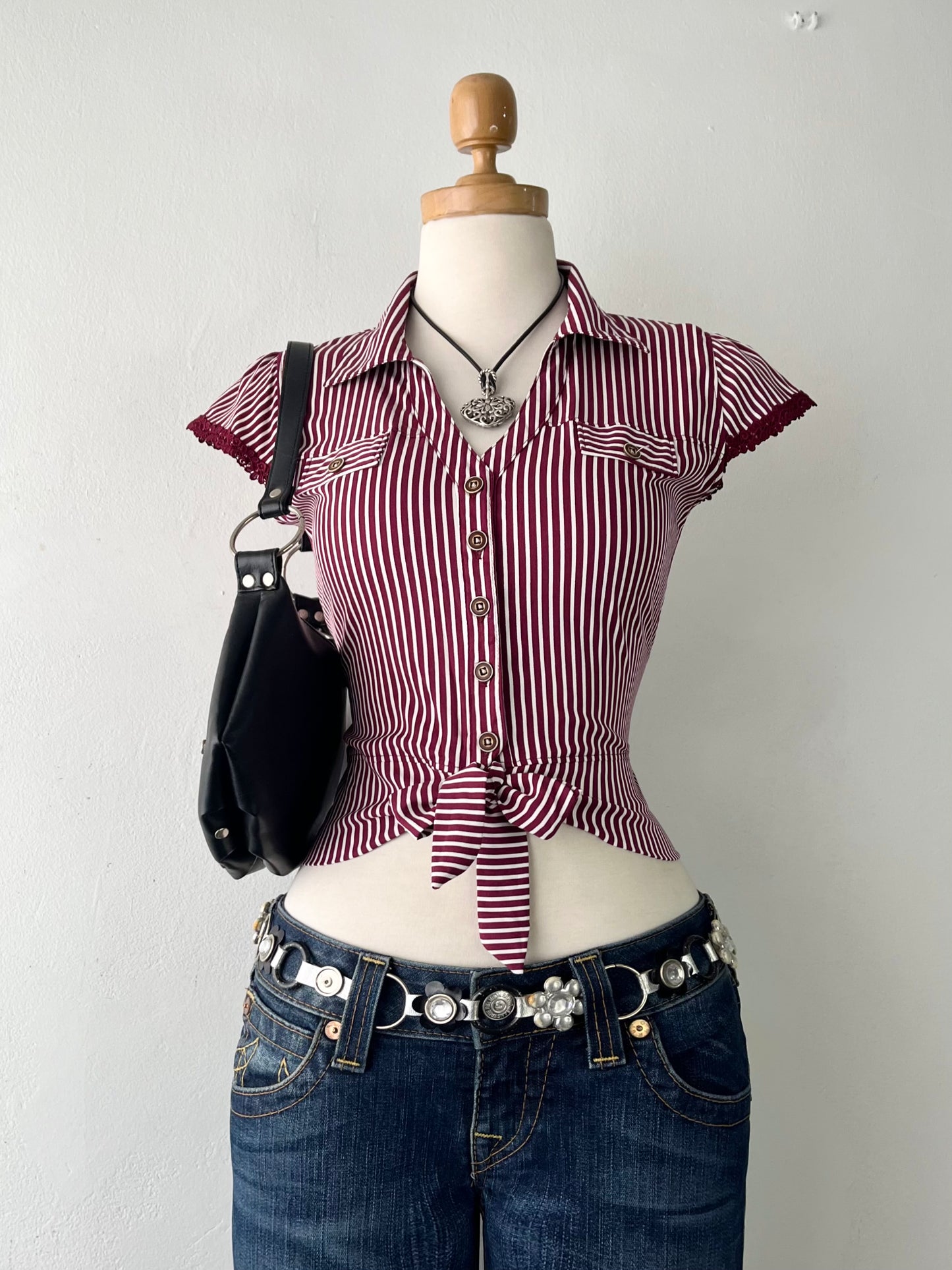 Striped blouse with bow