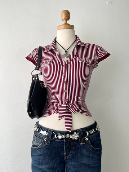 Striped blouse with bow