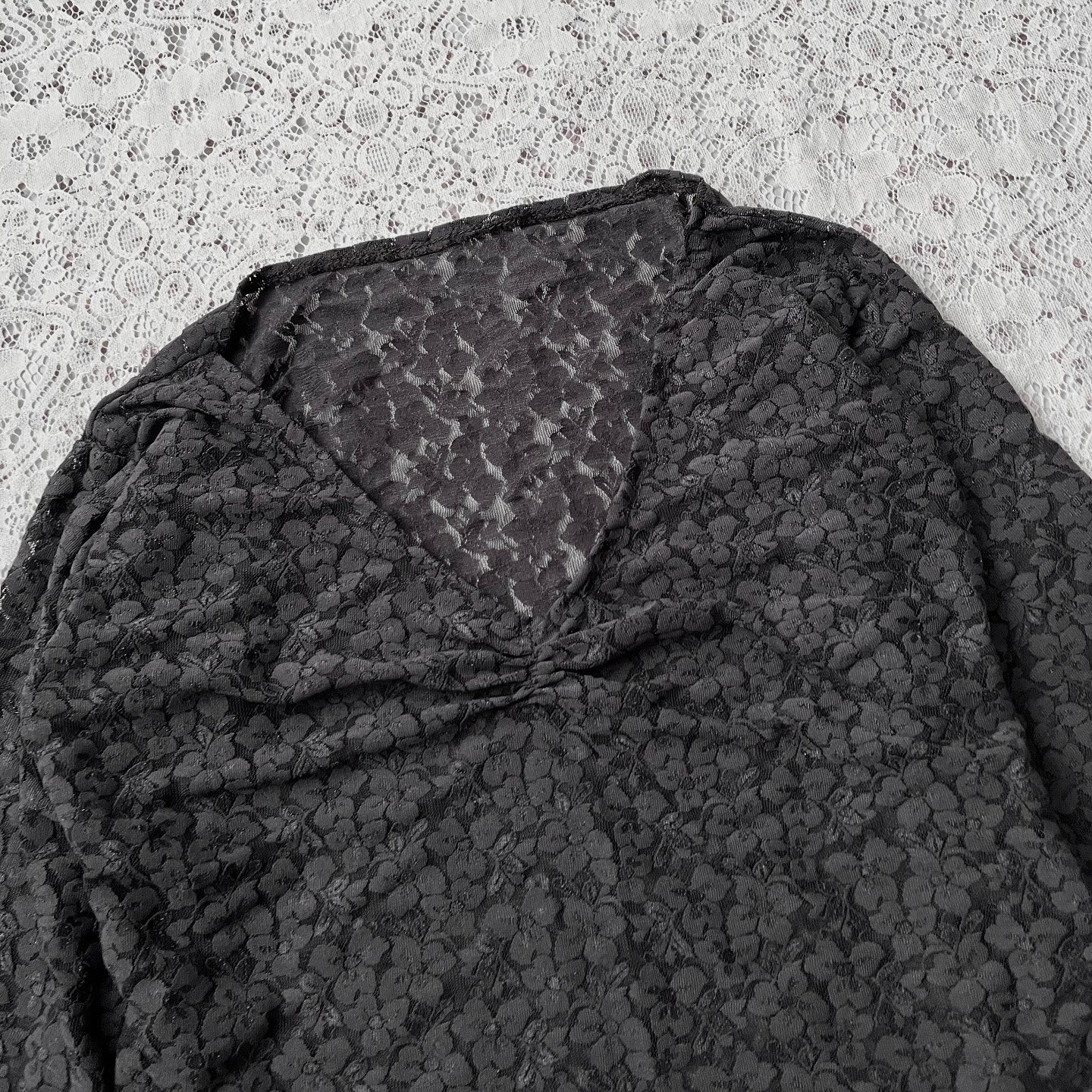 Bell-sleveed lace top