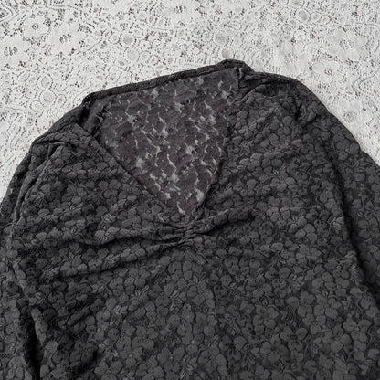 Bell-sleveed lace top