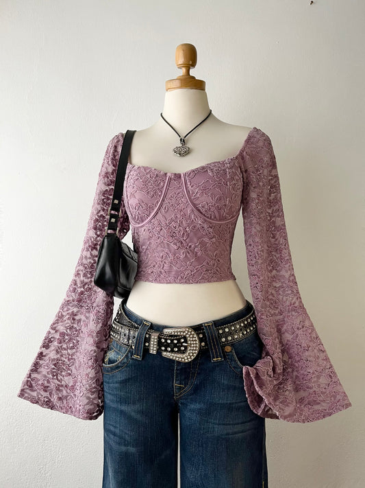 Corset top with flared sleeves