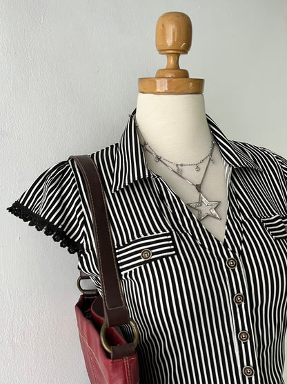 Striped top with bow