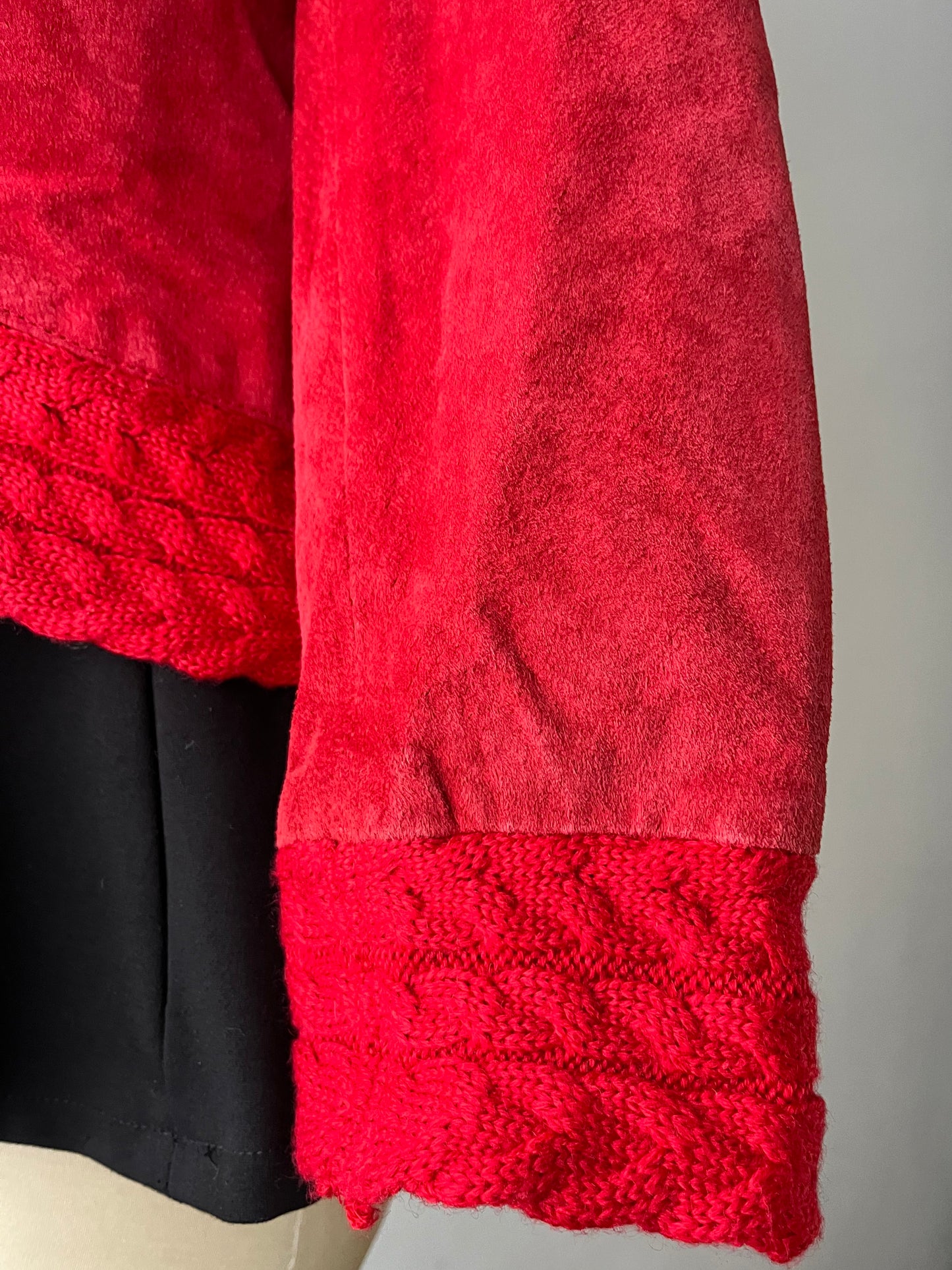 Cable knit and leather suede jacket