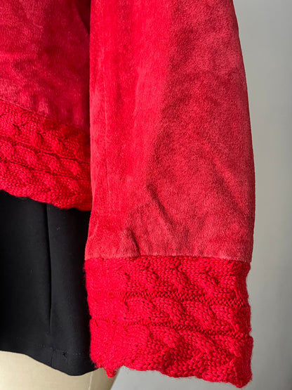 Cable knit and leather suede jacket