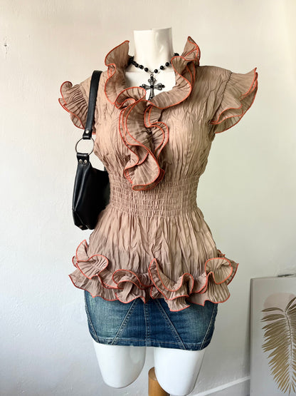 Top coquette beige