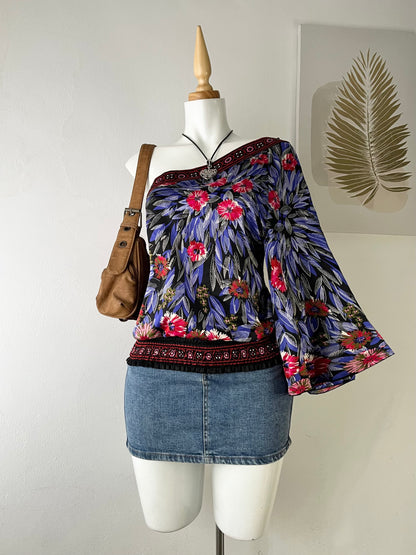 Boho chic one-shoulder top