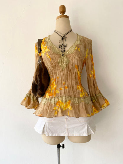 Beige floral blouse