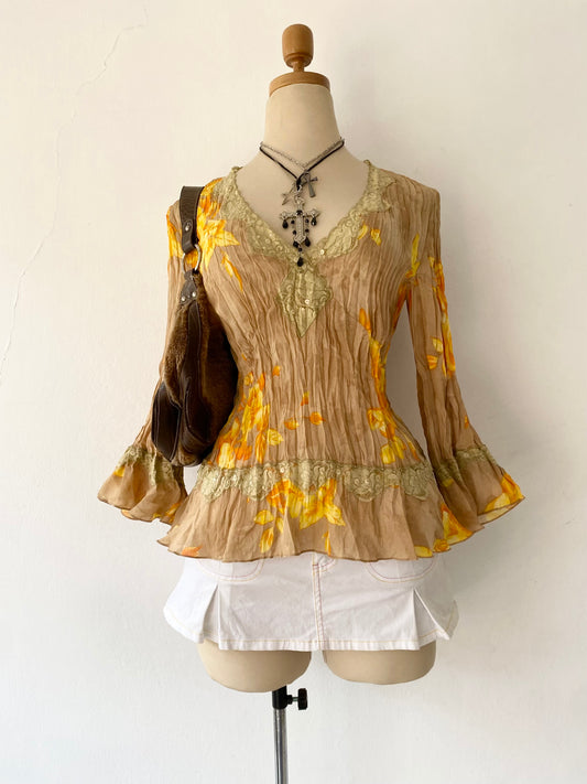 Beige floral blouse
