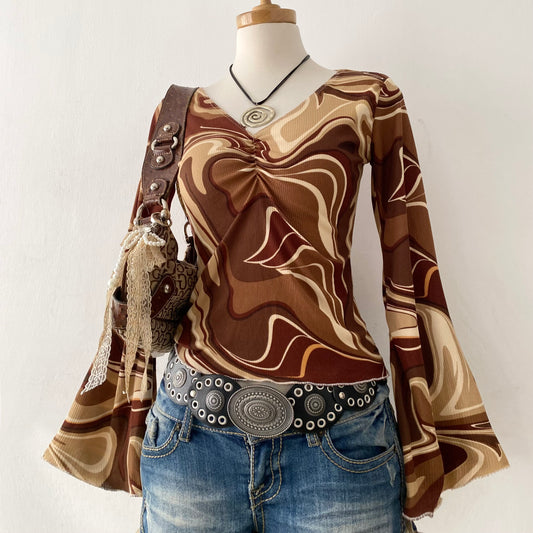Bell-sleveed top