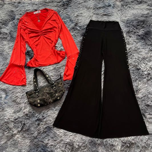 Black flared pants with sequins-size M