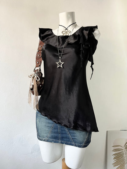 Assymetrical noir top- size S