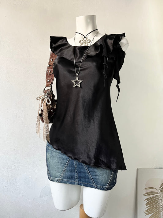 Assymetrical noir top- size S