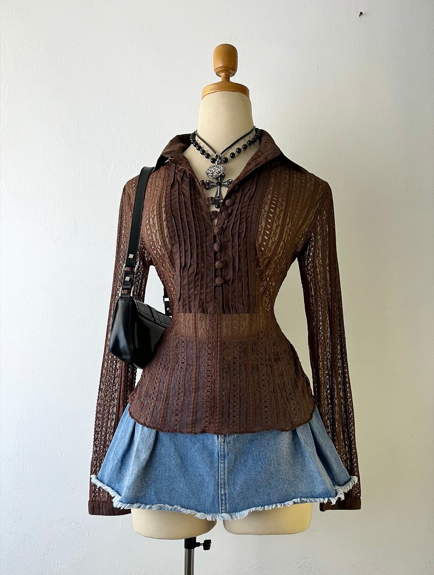 Mesh brown top
