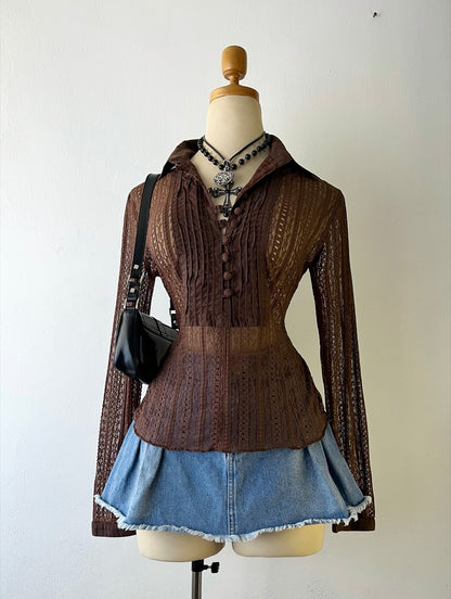 Mesh brown top