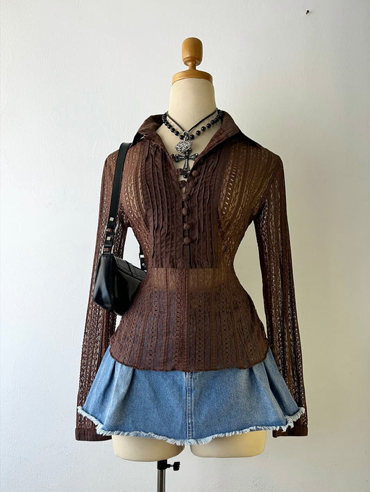 Mesh brown top