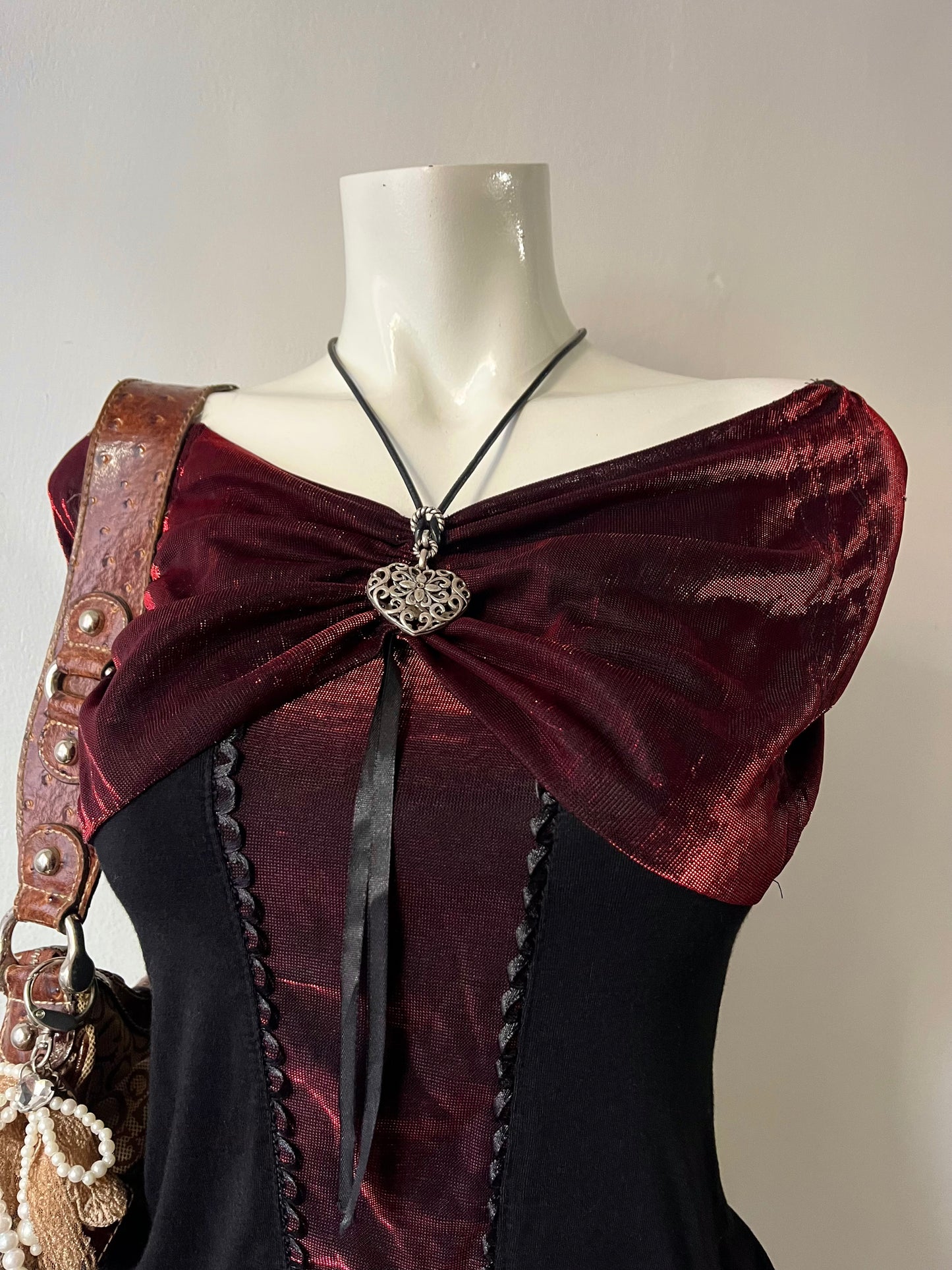 Coquette burgundy and noir top- size S