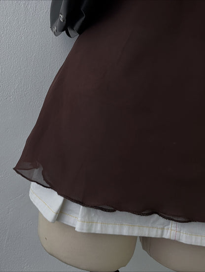 Brown top with sequin embroidery