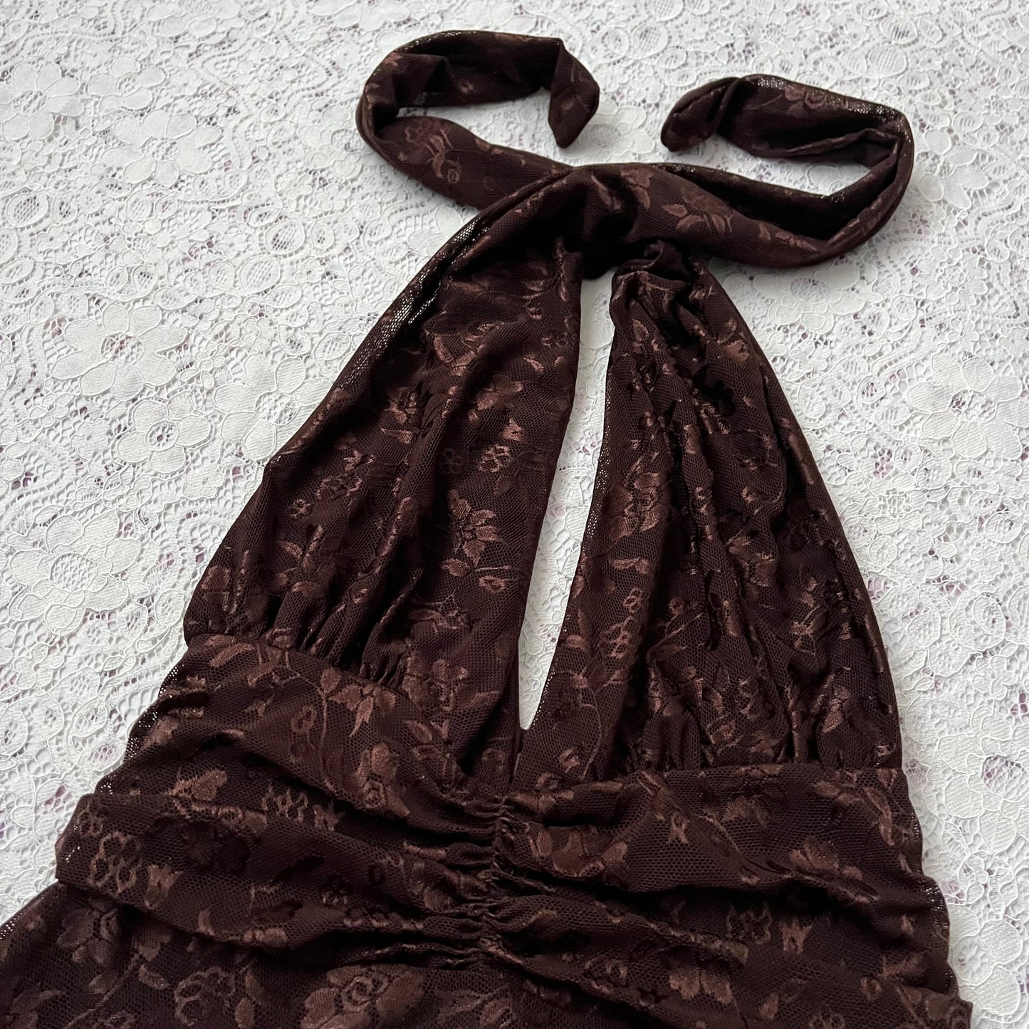 Coquette halter lace top