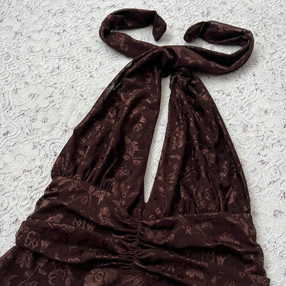 Coquette halter lace top