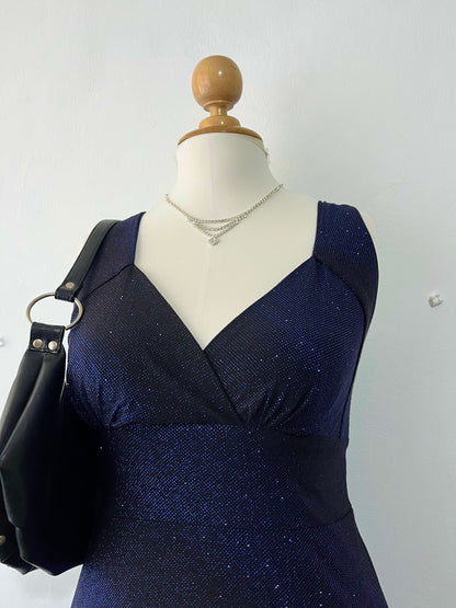 Blue and black sparkly dress with back bow