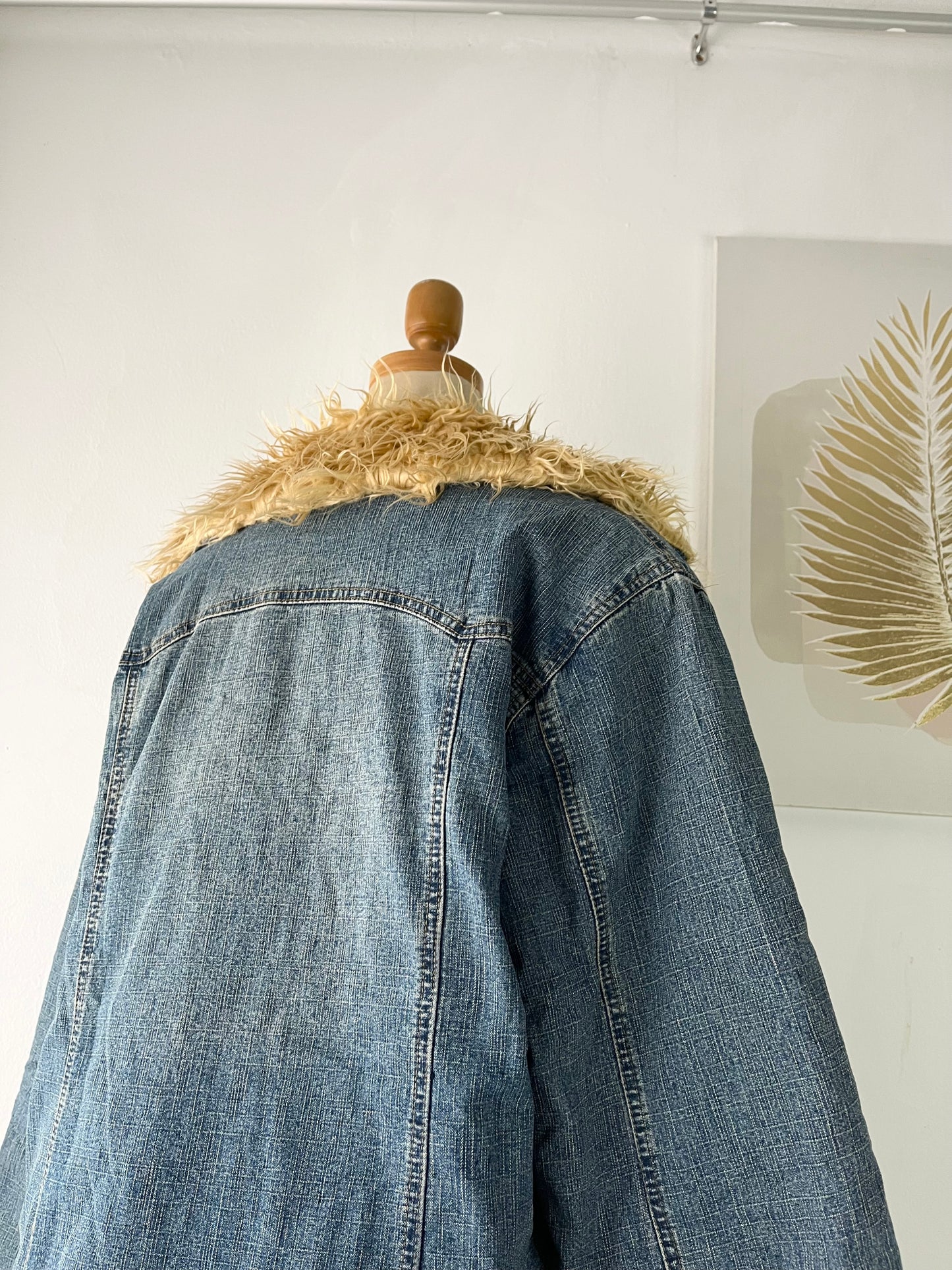 Oversized denim jacket with quilted lining