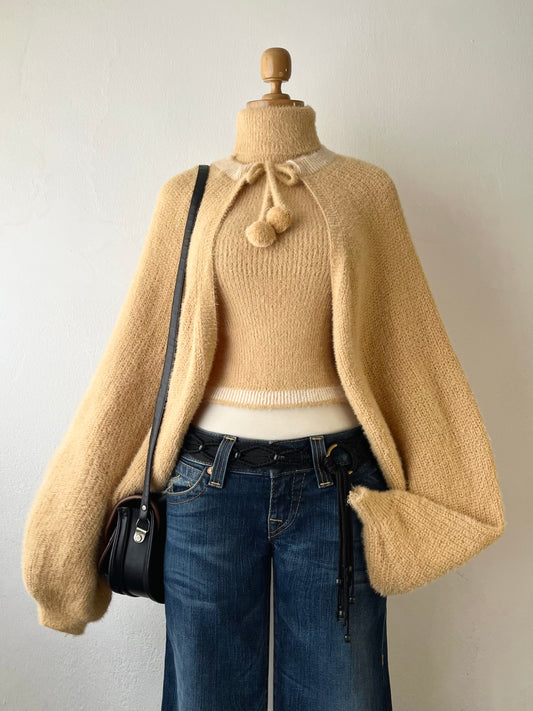 Set (Knitted cardigan + knitted top)