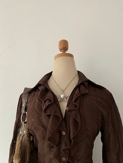 Victorian style brown blouse