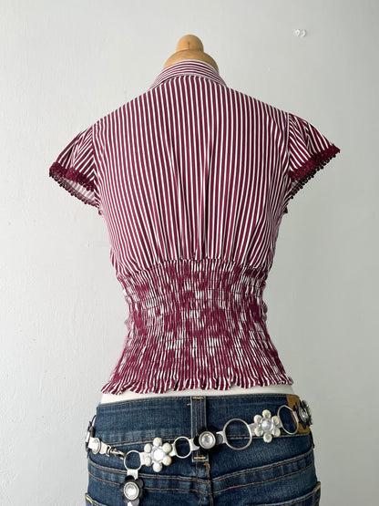 Striped blouse with bow