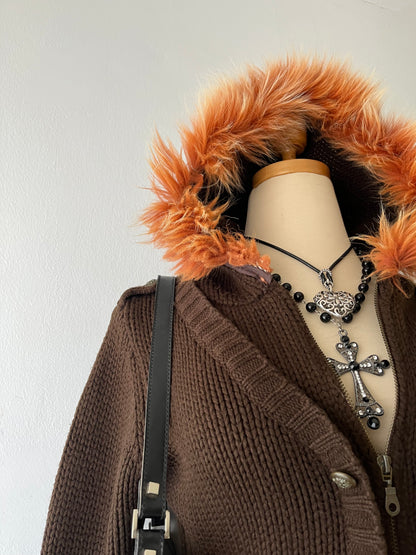 Knitted jacket with hood