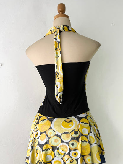 Y2k halter top with belt