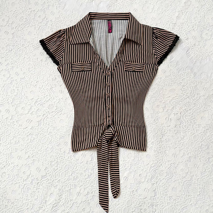 Striped top with bow